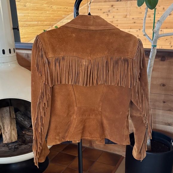 Vintage Women’s Brown Suede Fringe zip up Jacket - Picture 4 of 4
